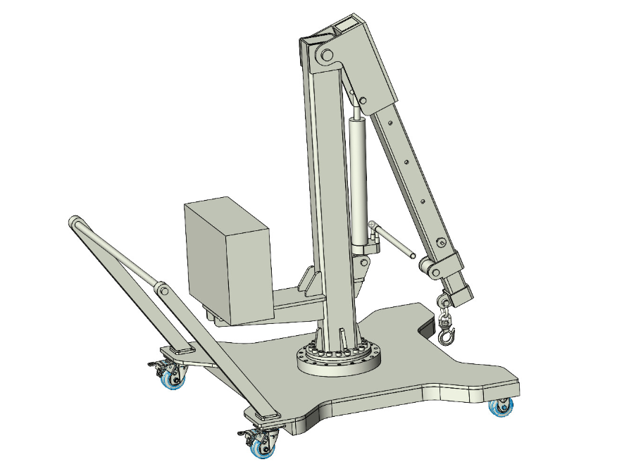 Hydraulic foldable jib crane for cleanroom