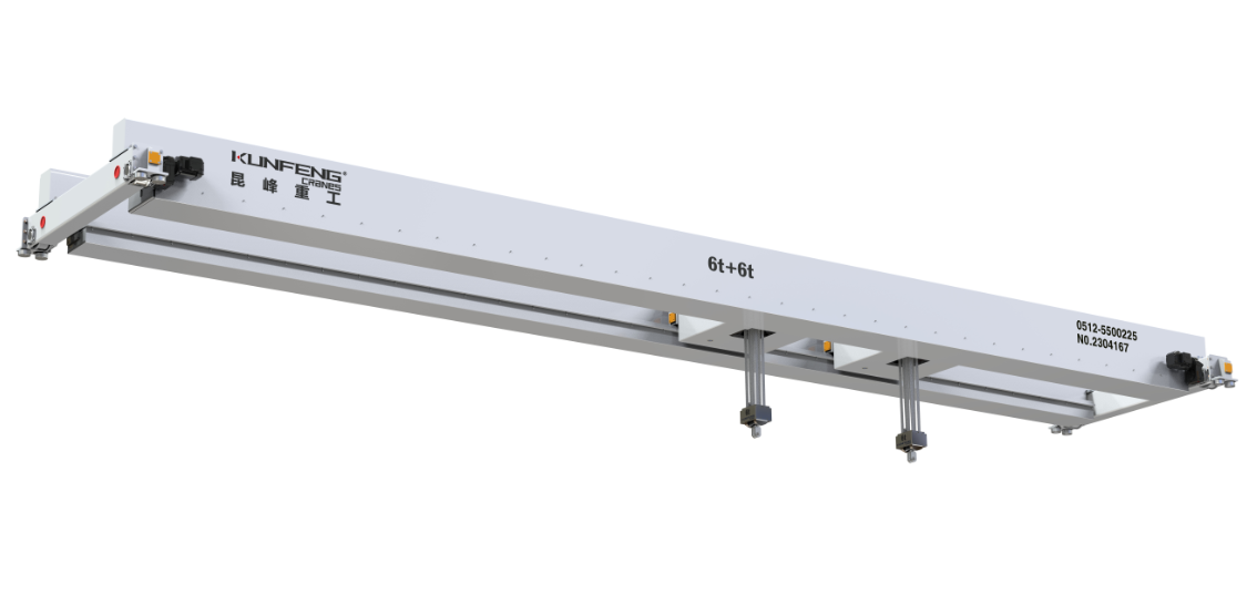 Overhead cleanroom crane with belt hoists